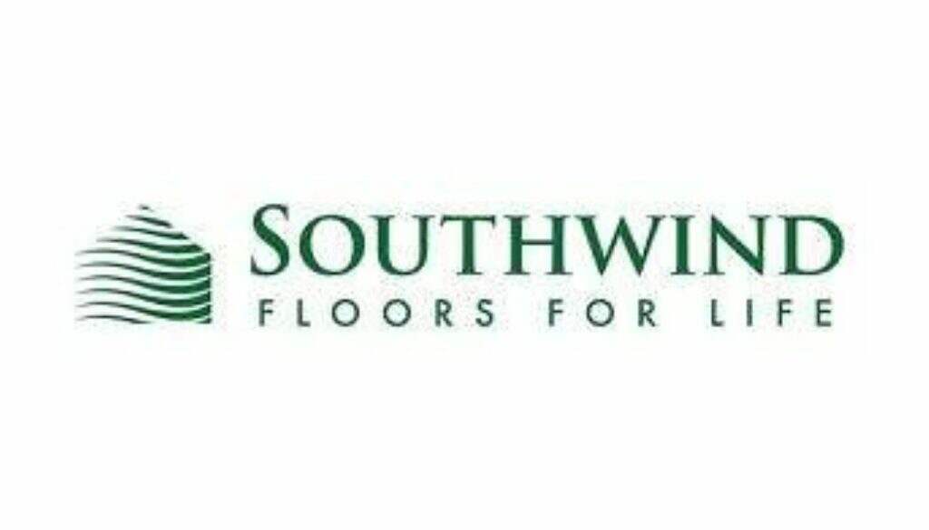 Southwind Floors logo featuring stylized green waves forming a circular pattern next to the brand name in green and grey, symbolizing stability and growth in flooring solutions.