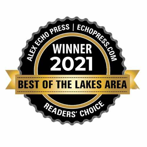 Logo of an award seal proclaiming 'winner 2021 - best of the lakes area - readers' choice' by alex echo press.