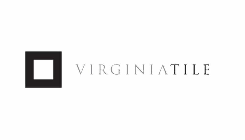 Logo of Virginia Tile Company featuring a simplistic black square next to the stylized text 